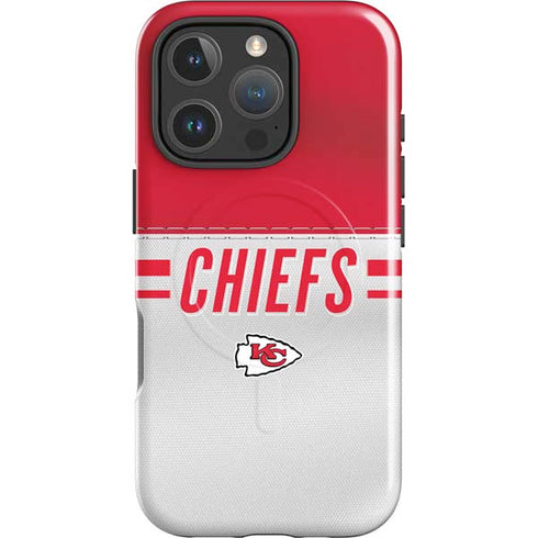 NFL Kansas City Chiefs White Striped iPhone 16 Pro Magsafe Impact Case